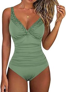 Hilor Womens Swimsuits Flattering One Piece Bathing Suits Modest Tummy Control Swimwear Mom Swimming Suits Army Green 12