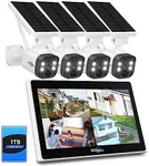 Hiseeu [1TB HDD,4MP Spotlight Solar Home Security Camera System, Bullet Solar Security Cameras Wireless Outdoor,10CH 10 Inch LCD 4K NVR,Smart Human Detection,2-Way Audio,Motion Record