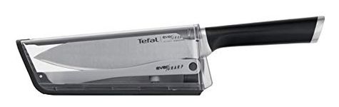 Tefal K2569004 Eversharp Knife - Chef Knife & Integrated Sharpener - German Stainless Steel Blade - Long Lasting Sharpness - EXCLUSIVE,Transparent,16.5cm