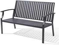 Mutaomay Outdoor Bench, Patio Garden Bench with Anti-Rust Aluminum Steel Metal Frame, Porch Bench Furniture for Lawn, Park, Deck Weathered 660LBS Weight Capacity