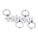 XUANPAI Puzzle Keychains, 4 Piece Jigsaw Key Ring Personalized Friendship BFF Couple Keyrings Family Best Friend Forever Custom Stainless Steel Jewellery Love Gift for Men Women Boys Girls,Silver