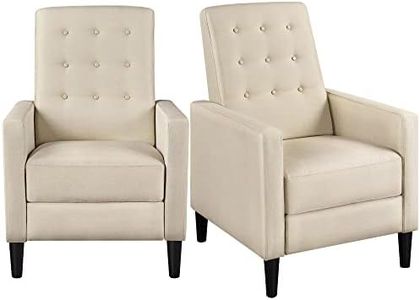 Yaheetech Recliner Chair Adjustable Reclining Armchair Upholstered Fabric Single Sofa Mid-Century Modern Couch with Pocket Spring for Living Room Bedroom Home Theater Cafe Beige 2PCS
