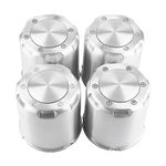 RhinoTuning 4PCS 4.25" 108mm Push Through Center Caps Wheel Hub Caps for Truck Trailer Wheel Rim, 4.25" Hub, 4.69" Tall Hubcap Trailer/Truck Rims Center Bore,Sliver,Aluminum,with Stickers