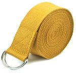 Wearslim Yoga Strap, Adjustable D-Ring Buckle Cotton Exercise Strap for Holding Poses, Stretching, Improving Flexibility & Maintain Balance - Size(L:- 72 Inch x W:- 1.5 Inch)-Yellow