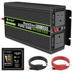 NOVOPAL Power Inverter Pure Sine Wave-1500 Watt 24V DC to 230V/240V AC Converter-2AC Outlets Car Inverter with One USB Port-5 Meter Remote Control And Two Cooling Fans-Peak Power 3000 Watt