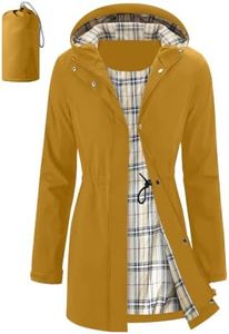 iCreek Women's Long Rain Jacket Waterproof Packable Hooded Windbreaker (Yellow, M)