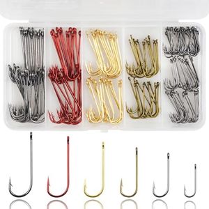 Aberdeen Fishing Hooks Kit 150pcs Long Shank Aberdeen Hooks Assorted Small Size Sharpened Live Bait Fishing Hook Set for Saltwater Freshwater Bass Catfish Trout Crappie Panfish