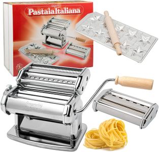 Imperia Italian Pasta Maker Gift Set – Silver, Machine with Ravioli Mold, Roller & Cutter