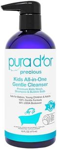 PURA D'OR Kids Wash (16oz) All-in-One Gentle Cleanser - USDA Biobased, Sulfate-Free, Tear-Less, Hypoallergenic, Premium, Shampoo & Bubble Bath