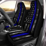 Gearider Thin Blue Line USA Flag Retro Pattern Car Seat Cover only for Front, Waterproof Soft Universal Bucket Seats Cover Protector Fit Most Vehicles