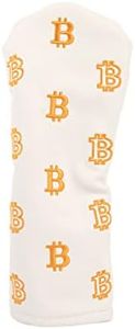 Bitcoin Golf Driver Headcover - Leather Golf Club Covers - HODL 21 Head Cover Golf Accessories (White)