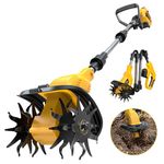 20V Cordless Garden Tiller Cultivator Compatible with DeWalt 20V Battery (Tool Only), Ecarke 450RPM Electric Brushless Rototiller with 48 Steel Tines, 9" Tilling Width 6.3" Depth, Compact Foldable
