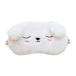 EleCharm Cute Animal Sleeping Mask Soft Plush Eye Mask Blindfold Cover for Kids Girls Women Home Sleeping Traveling (White Dog)