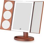 MIRRORVANA XLarge Hollywood Style Trifold LED Lighted Makeup Mirror, Triple 10X, 5X, 3X Magnification & 2 meter Bonus USB Cable (Rose Gold)