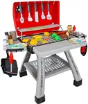 Sunnydaze Sizzle and Smoke Toy Grill Set (41 pcs) - Lights, Sounds, and Play Features - Kids BBQ Grill Playset Cooking Toy Ages 3+