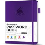 Clever Fox Password Book with Alphabetical Tabs – Hardcover Address Keeper Log – Large Journal for Seniors, Home Office Gifts (Purple)