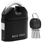 Belle Vous Black Anti Theft Security 110db Alarm Pad Lock with 3 Keys- Heavy Duty Multi Purpose Weatherproof Lock - Loud High Sound Motion Sensor