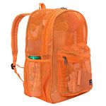 K-Cliffs Heavy Duty Mesh Backpack Quality Classic Student Net Bookbag Durable See Through Simple Netting Basic School Bag, Orange, Standard size, Backpack