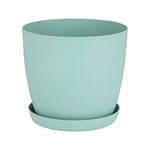 Home Garden Ornaments Green Plant Pots Indoor 18cm Diameter - Plant Pot with Plant Saucer – Flower Pots Outside with Mat Surface and Plant Tray – Plant Pots with Saucer (Ø18cm, Green)