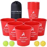 Aivalas Yard Pong Outdoor/Indoor Games Set, Giant Yard Pong Game for Adults and Family with 12 Buckets, 4 Balls and a Carrying Bag, Giant Pong for Beach, Camping, Lawn and Backyard