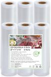 KitchenBoss 6Packs Vacuum Sealer Rolls: 20+28cm x 300cm 6 Rolls Food Storage Saver Bags | BPA Free Vac Seal Roll, Vacuum Sealer Machine Bag for Sous Vide Cooking, 18M Total