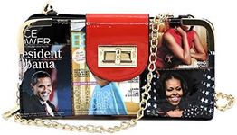 AMY&JOEY Glossy magazine cover collage crossbody bag purses clutches and wallets Michelle Obama bags (Wallet 5-Red)