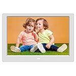 YOUYU Digital Photo Frame 10 Inch, Digital Picture Frame, Remote Control, Plug & Play, IPS Display, Automatic Playback Photo/Video/Calendar/Clock, Electric Frame Supports USB and SD card (White)