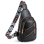 Augot Small Sling Bag for Women Crossbody Purse, PU Leather Sling Belt Bag Crossbody Fanny Packs Crossbody Bag Chest Bag for Women Men Teen Girls（Black）