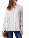 GRACE KARIN Work Blouses for Women Hidden Button Down Shirts Long Sleeve Office Ladies Outfit Shirt Vintage Solid White Shirt White L