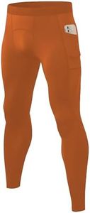 SPVISE Orange Compression Pants Men Workout Tights Running Leggings Athletic Base Layer Pants for Sports Yoga Basketball Gym
