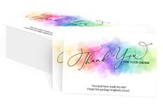 50- Large 4" x 6" Watercolor Rainbow Thank You for Your Order Cards for Small Business, You Made My Day Purchase Order Inserts, Customer Appreciation Note Cards, Online Business