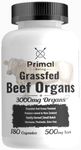 Primal Being Grassfed Beef Organ Complex - Liver, Heart, Pancreas, Spleen, & Kidney- Supports Overall Health & Performance - 180 Capsules, 3000mg per Serving