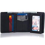 alpine swiss RFID Mens Theo Trifold Wallet Deluxe Capacity With Divided Bill Section Camden Collection Soft Nappa Black