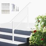 Upgrade Hand Railing for Outdoor Steps,Outdoor Stair Railing, White Wrought Iron Deck Railing Kit Fits 3 to 4 Steps, Hand Railing for Stairs Outdoors with Installation Kit Hand Rails for Indoor Steps