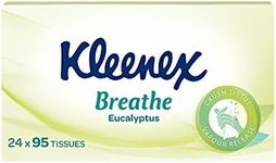 KLEENEX Facial Tissues with Eucalyptus (95 sheets per box, 24 boxes per case). Designs may vary