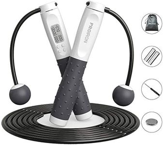 PROIRON Skipping Rope Digital Weighted Handle Workout Jump Rope, Skipping rope with Calorie counter Cordless Jumping Rope for Training Fitness, Adjustable Tangle-free Speed Jump Rope for Men Women Kids Fitness Exercise Training-Grey