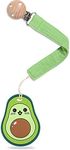 AmazingM Baby Food Grade Silicone Teether Toy with Pacifier Clip Holder,Teething Pain Relief Toys Gift Set for 3 Months+ Boys and Girls,Freezer Safe,BPA Free (Avocado)