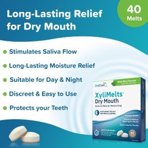 OraCoat XyliMelts Mild Mint Discs, 40-Count – Fast-Acting Dry Mouth Relief