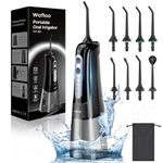 WAFLOO Water Flosser for Teeth Cordless: 8 Jet Tips 4 Modes Oral Irrigator Portable, 300ML Tank Rechargeable IPX7 Waterproof Water Flossing for Adults Teeth Cleaning Home and Travel