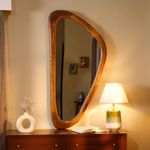 DREAMY WALLS Full Length Mirror Asymmetric Mirror for Wall, Aesthetic Mirror for Bedroom, Antique Home Decor, Long Mirror for Living Room, Wooden Irregular Big Mirror - 49.5"x24" size large mirror