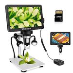 Microware 7 inch LCD Digital USB Microscope, Upgraded 12MP 1-1200X Magnification Camera 1080P Video Recorder, Wired Remote, 3000mAh Rechargeable Bat-tery for Circuit Board Soldering PCB Coins Outdoor