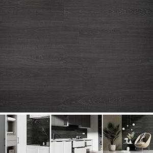 SINGULARWOOD Vinyl Wall Planks,Self-Adhesive Vinyl Panels for Walls,Peel and Stick Easy Installation (12 pcs/18 Sq Ft/Box),Ebony-Black