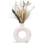 Sawoake White Donut Vase Hollow Ceramic Vase,Modern Home Decor,Round Matte Pampas Grass Vase,Neutral Boho Nordic Minimalism Style Flower Vases for Living Room Wedding Dinner Table Party Office Bedroom