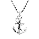 AeraVida Nautical Rope and Anchor .925 Sterling Silver Pendant Necklace