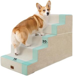 Made4Pets Dog Stairs for High Bed, Extra Wide Pet Stairs for Bed Couch Sofa, 35D Foam Pet Steps for Small Dogs and Cats(Up to 40lbs), Non-Slip Bottom Dog Steps, Beige, 5 Steps