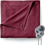 Sunbeam King Size Electric Fleece Heated Blanket in Garnet with Dual Zone