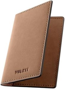 VULKIT Leather Business Card Holder 2 Sided Slim Business Name Card Organizer for Men or Women (Yangba LightBrown)