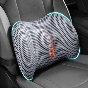BYMECOST Lumbar Support Pillow for Car, Memory Foam Car Seat Back Support Pillow for Driving, Back Cushion with Strap for Pain Relief, Ergonomic Back Cushion for Office Chair, Wheelchair (Grey)