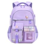 HANXIUCAO School Bags for Girls Lagre Capacity Backpack for School Water-resistant with Laptop Compartment Girls Backpacks for Primary Junior High University (Purple)