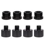 AIEX 8Pcs Mic Stand Adapter, Load-bearing Microphone Thread Adapter Set 5/8 Female to 3/8 Male and Screw for Camera Mount, Black